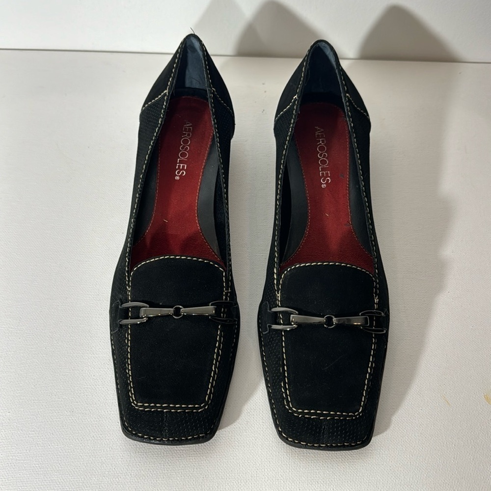 Women’s Aerosoles Playfill Black Faux Suede Loafers - 10